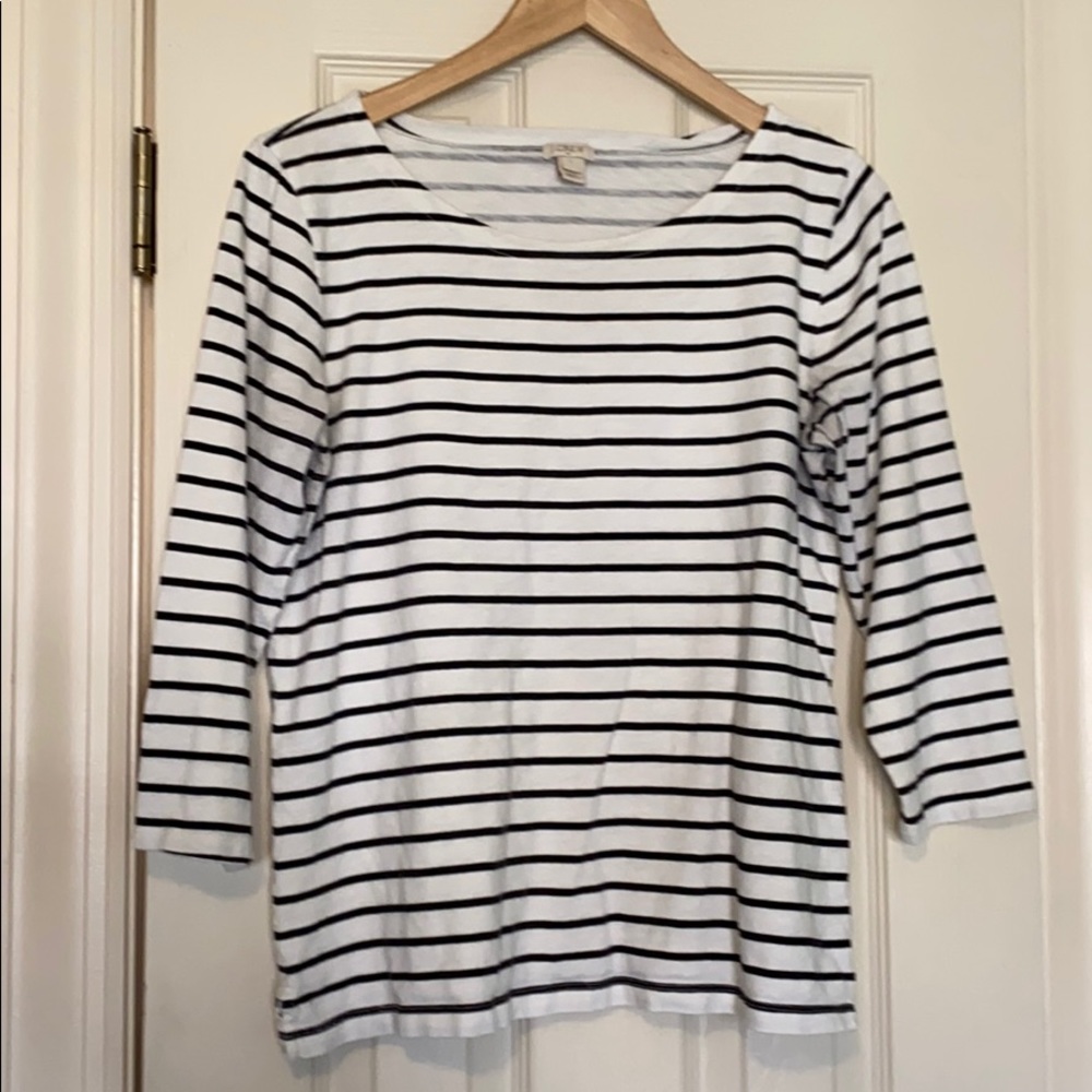 J Crew striped 3/4 sleeve boatneck shirt